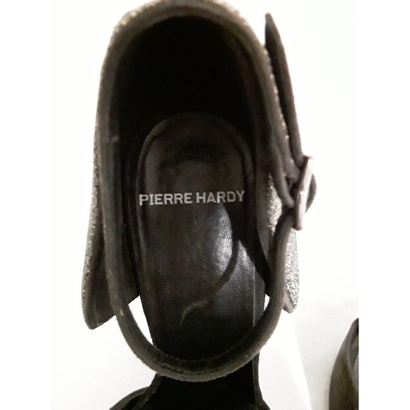 Pierre Hardy Sz 39 D'Orsay Metallic Gray Suede Peep Toe Pumps - Picture 9 of 11